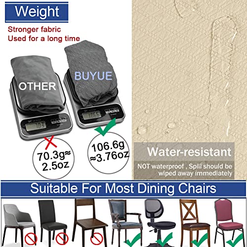 Stretch Washable Dining Chair Seat Covers Set of 6 - Beige