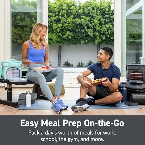 Bentgo Prep Deluxe Insulated Multimeal Bag - Lunch Box Bag, Holds 5 Meals, Premium Insulation up to 8 Hrs, Durable, Water-Resistant - Large Capacity For Adult Meal Prep (Dark Gray)
