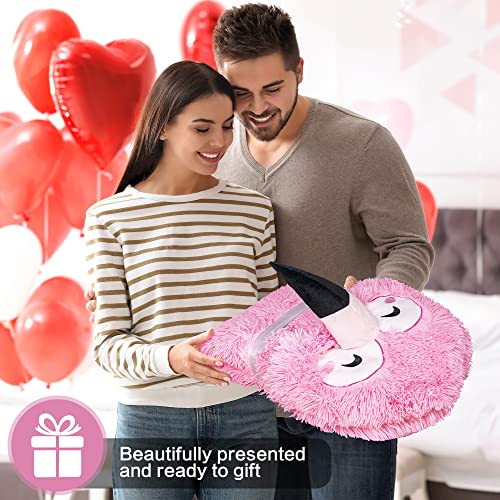 Happy Fuel Flamingo Wearable Hooded Blanket for Adults - Fluffy Furry Fleece & Sherpa Cozy Wrap