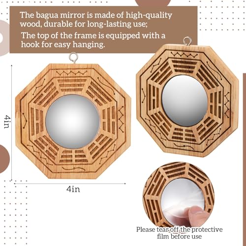 4-Inch Traditional Bagua Mirror Set - 2 Concave and 2 Convex Feng Shui Decor