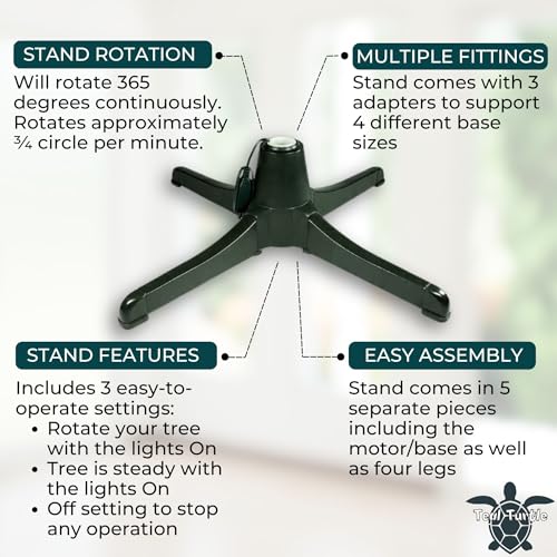 Rotating Christmas Tree Stand for Artificial Trees with Built-In Outlets