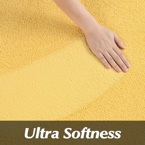 4x4 Yellow Round Area Rug, Super Soft Memory Foam Minimalist Circle Carpet