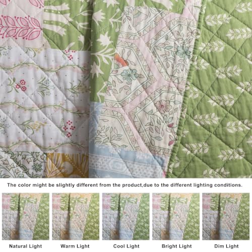 Palassio 100% Cotton Queen Quilt Set - Reversible Floral Bedspread & Shams
