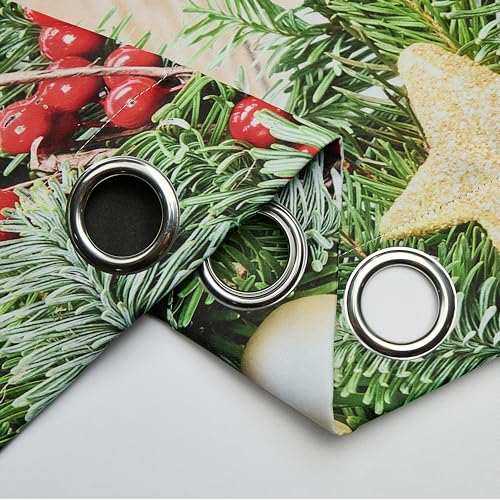 Orange Christmas Blackout Curtains 42x84 Inches Pack of 2 Washable Home Decor