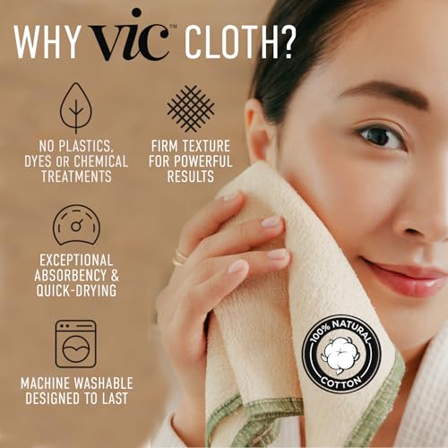 Deep Exfoliating Face & Body Washcloth, Natural Cotton, 2-Pack