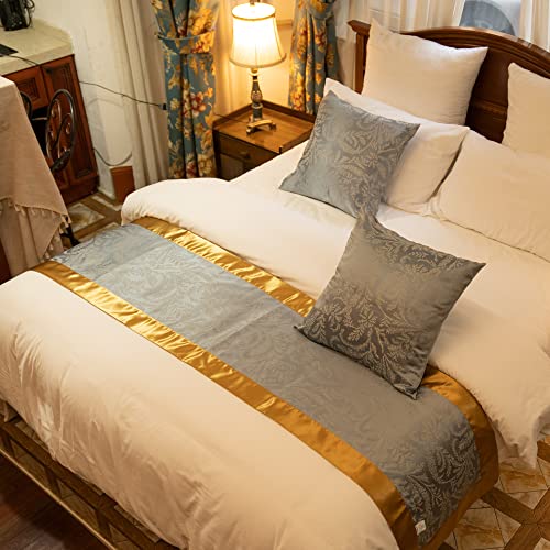 OSVINO Jacquard Bed Runner Scarf - Luxury Microfiber Bedding Protector, Golden