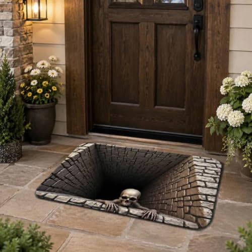 3D Halloween Ghost Skeleton Rug - Non-Slip Entryway Floor Mat 50x80cm