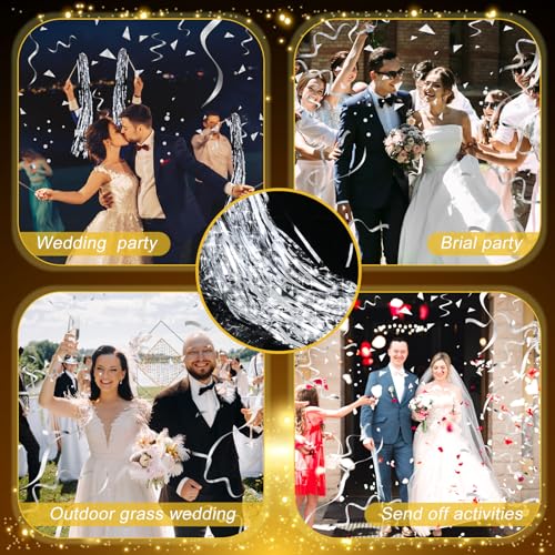 Silver Wedding Ribbon Wands with Bells - 50 Pack Fairy Send Off Sticks