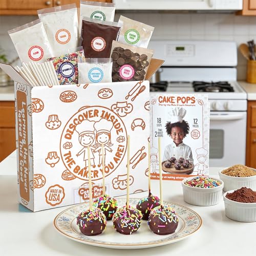Kids Cake Pop Baking Kit with Pre-Measured Ingredients and Recipe Book