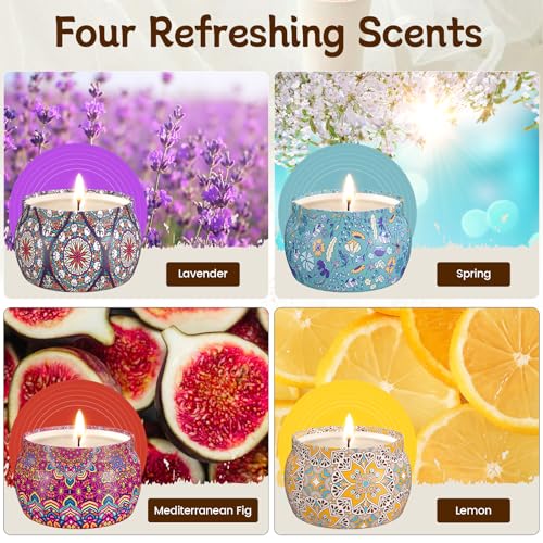 TranquilBliss 4-Pack Soy Scented Candles Set – 8% More Fragrance, 4 x 4.4oz