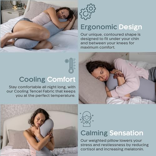 Weighted Body Pillow 6.5lbs - Cooling Tencel Cover, 41" x 10"