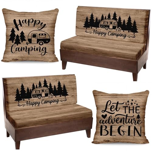 RV Dinette Cushion Covers Set - 6 Pcs Soft Washable Rustic Brown