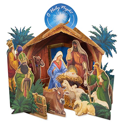 American Greetings Spirit of the Season Religious Nativity Pop Up Christmas Card - O Holy Night Scene