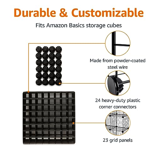 6-Cube Wire Grid Storage Organizer Metal Shelving Unit Black