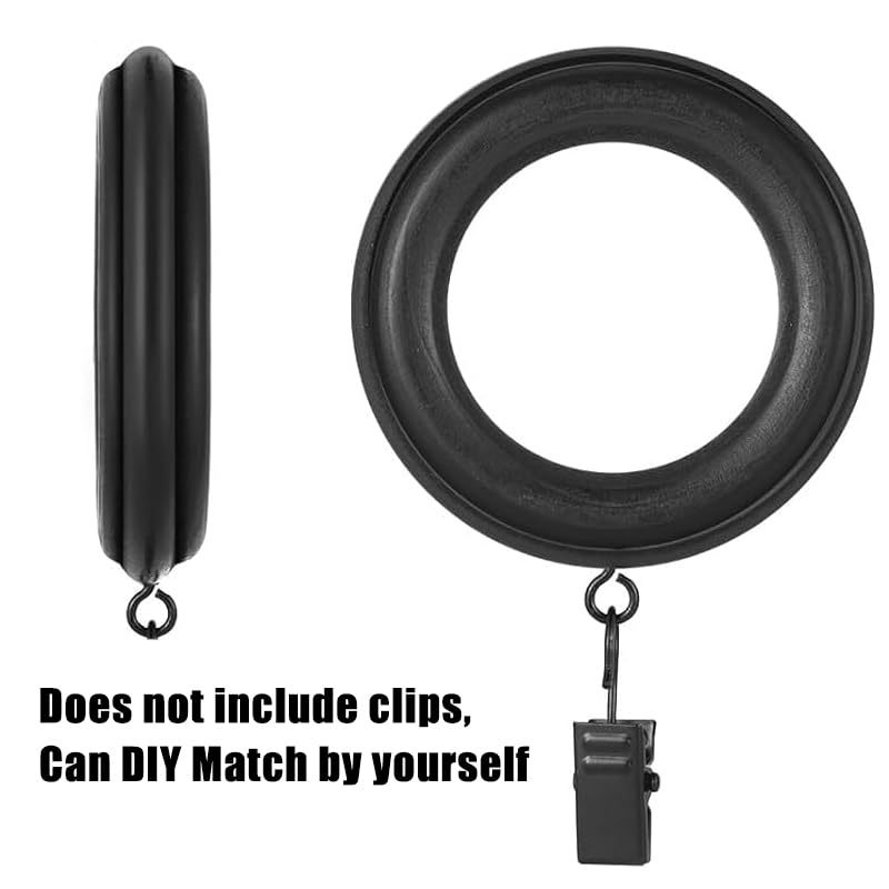20 Pack Beech Wood Curtain Rings, 1.8-Inch Interior Diameter for Drapery