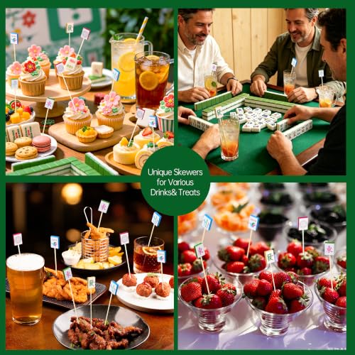 Aodaer Mahjong Cocktail Picks - 200 Bamboo Toothpicks for Appetizers & Drinks