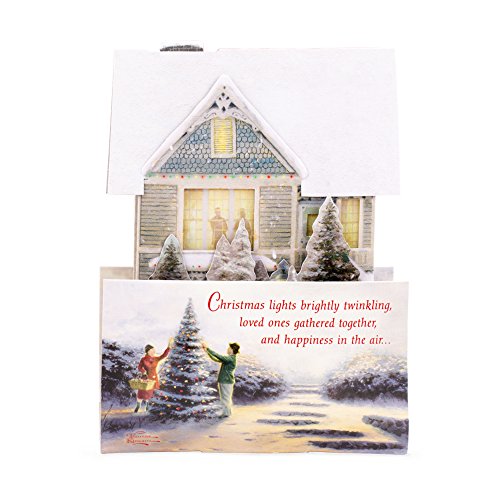 Kinkade House Christmas Pop Up Card with Lights and Music - Snowy Scene, 5.8 x 8.3 Inches