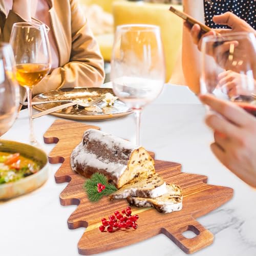 Nestle Christmas Tree Cutting Board 15.2x11.8in Acacia Wood Charcuterie Board (Brown) - Variation 1