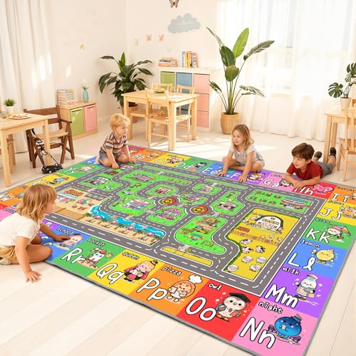 4x6 Kids Car Rug and Play Mat - Educational Road and Alphabet City Map