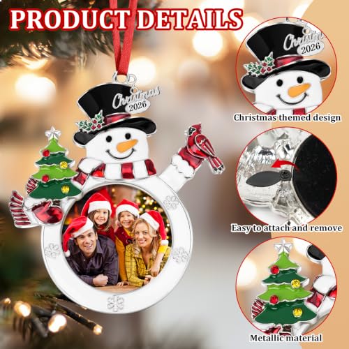 Hedeey 2026 Snowman Photo Ornament Christmas Tree Decoration Gift