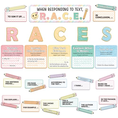 37-Piece Pastel Checkerboard RACES Writing Strategy Bulletin Board Set
