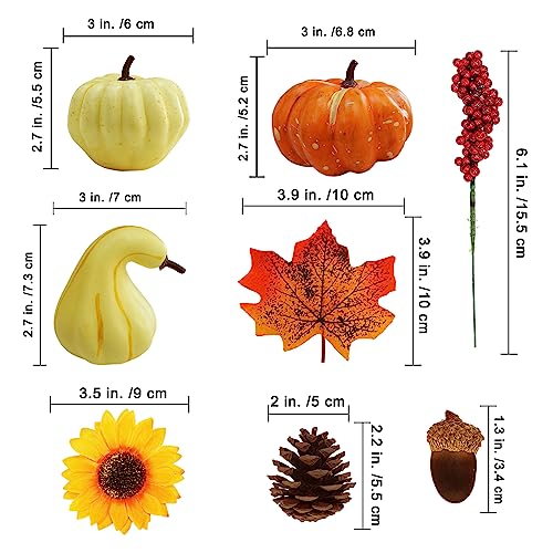 60-Piece Artificial Fall Harvest Decor Set with Pumpkins, Acorns & Pinecones