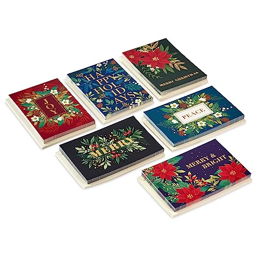 Hallmark Bulk Boxed Christmas Card Assortment, Elegant Jewel-Tone Floral Assortment (72 Cards and Envelopes)