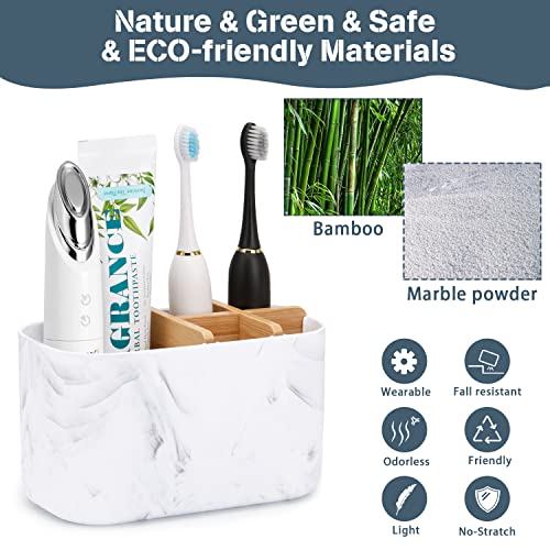 GFWARE Marble Toothbrush Holder & Toothpaste Organizer with 5 Slots