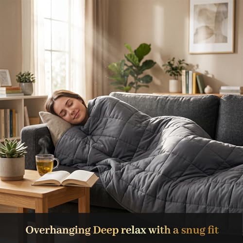15lb Weighted Blanket for Adults - Breathable Cotton with Glass Beads