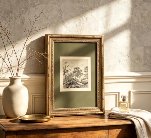 Vintage Gold Framed Forest Landscape Canvas Wall Art 9x11