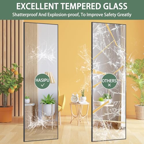 Full Length Over-the-Door Mirror - 51 x 16 Inch Shatterproof Wall Mirror