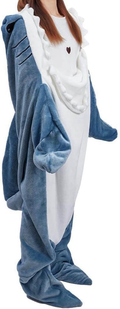 XXL Shark Blanket Hoodie - Soft Fleece Wearable Shark Sleeping Bag