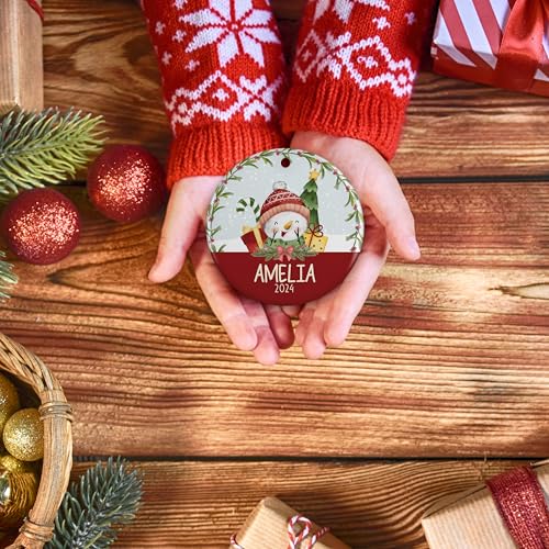 Personalized Christmas Ornament for Kids - 2026 Holiday Decor Custom 3" Ceramic or Aluminum, USA Made - Includes Name & Date, Variation 1