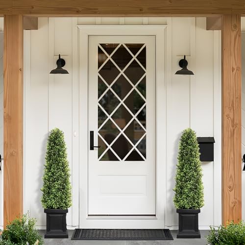 3.5ft Artificial Topiary Trees Set of 2, Boxwood Potted Plants for Porch