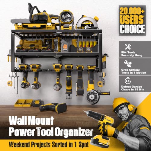 Heavy Duty Power Tool Organizer and Drill Holder Wall Mount Storage Rack