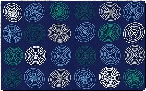 Educational Circles Seating Rug for Kids Classroom, 7'6" x 12' Cool Blue