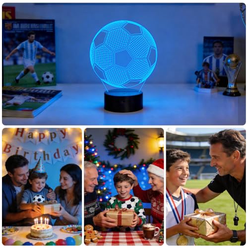 3D Soccer Night Light for Kids, Color-Changing LED Lamp with Remote