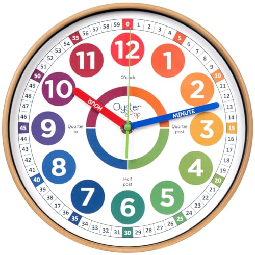 10-Inch Silent Kids Learning Wall Clock for Telling Time