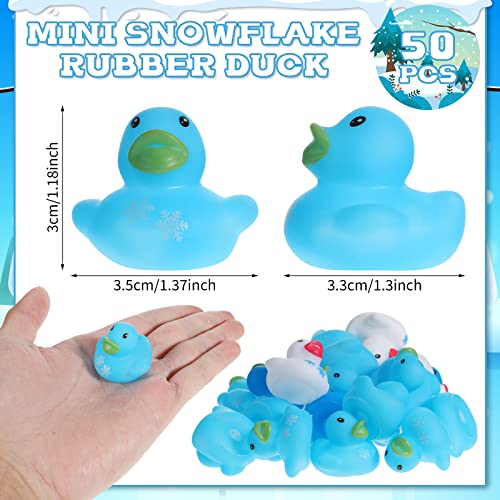 Jerify 200 Pcs Mini Rubber Ducks Snowflake Winter Christmas Party Favors