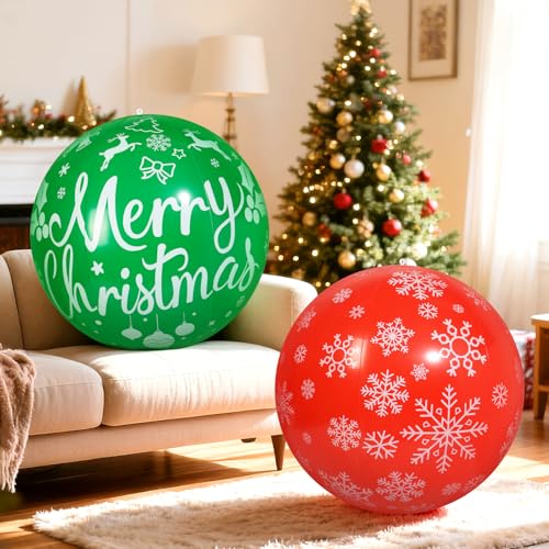 Wlicon 32 Inch Christmas Inflatable Balls Set Outdoor Holiday Decor