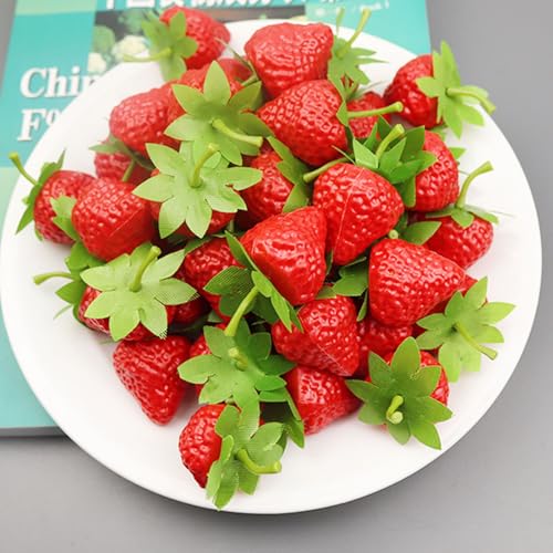 60 PCS Artificial Fruit Set - Fake Blueberries & Strawberries for Decor