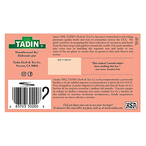Tadin Herb & Tea Co. Hibiscus Herbal Tea. Caffeine Free. 24 Tea Bags. 1.44 oz. Pack of 6