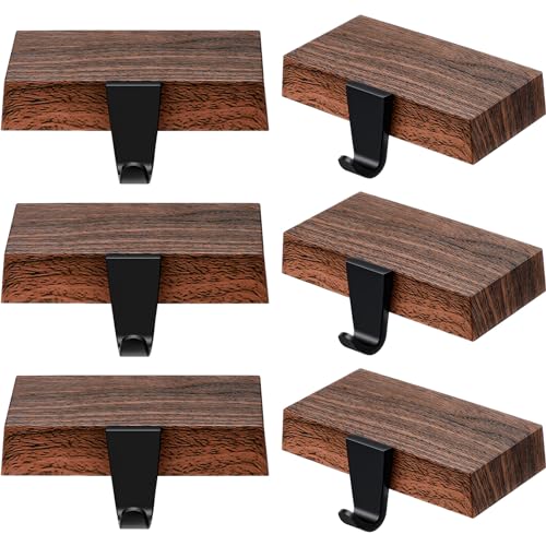 Metal Christmas Stocking Holders for Mantle, 6-Piece Set, Dark Wood Finish
