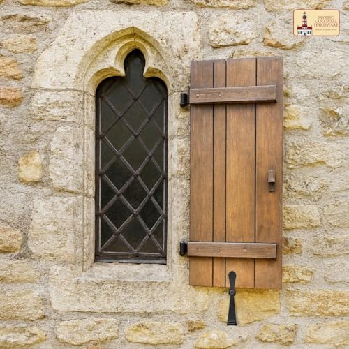 7-Inch Hand Forged Iron Shutter Dogs, Rustic Black Holdbacks Set of 2