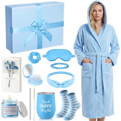 Nuogo 11-Piece Birthday Spa Gift Baskets for Women - Blue
