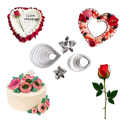18Pcs Gumpaste Flower Mold Set for Cake Decorating with Rose, Calyx & Leaf Cutters