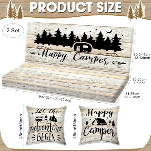 RV Dinette Cushion Cover Set with Wood Grain Design - 6 Pcs