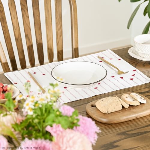 Artoid Mode Red Christmas Woven Cotton Placemats Set of 6 - 12x18 Inches