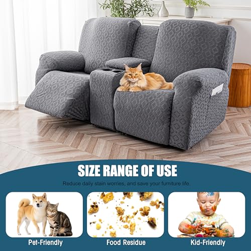 Waterproof Recliner Loveseat Cover with Console - Dark Gray