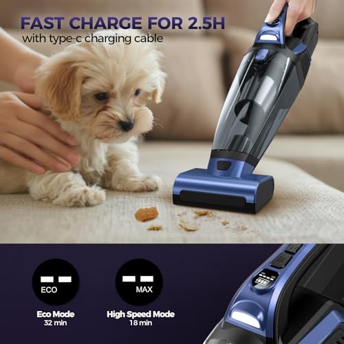 Cordless Handheld Vacuum for Pet Hair - 20000PA High Power Car Vacuum